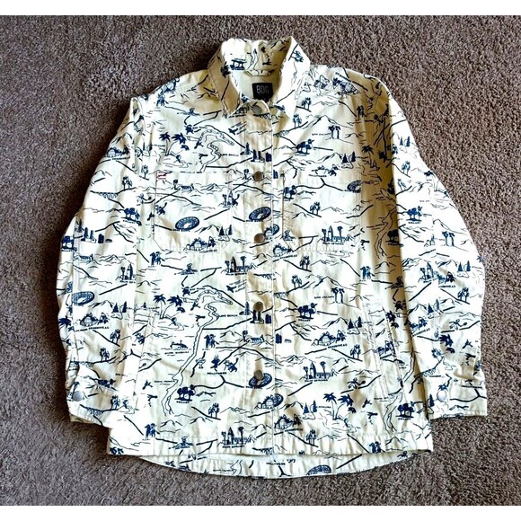 Urban Outfitters Other - Urban Outfitters BDG Shirt Jacket Men's Small Graphic Print Yellow Denim Pockets